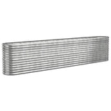 Vidaxl planteur 332x40x68 cm en poudre en acier couché argenté de couleur