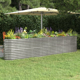 Vidaxl planteur 332x40x68 cm en poudre en acier couché argenté de couleur
