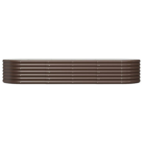 Boîte de planification de Vidaxl 224x80x36 cm en poudre et en acier recouvert de brun