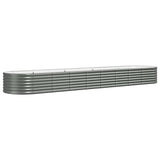 Vidaxl Planter 368x80x36 cm en poudre et gris en acier recouvert
