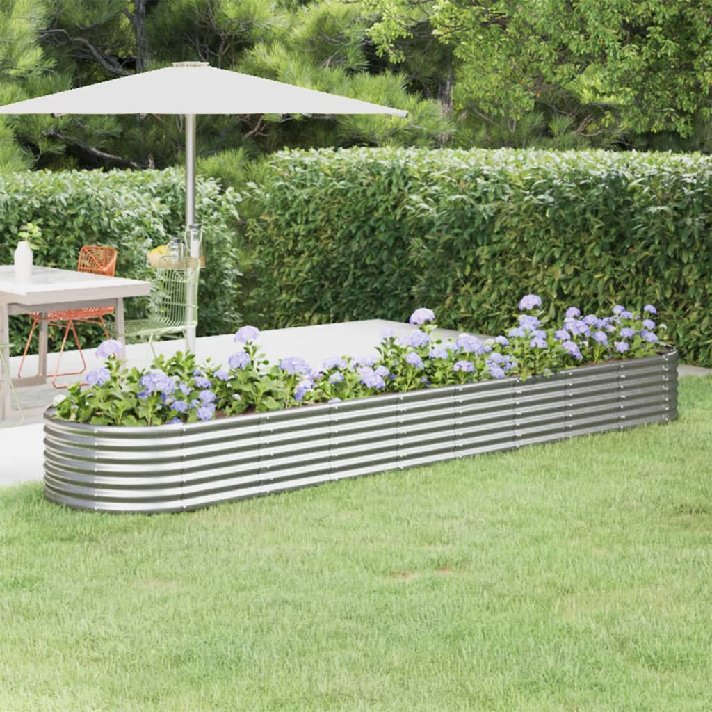 Jardinière Vidaxx 368x80x36 cm acier thermolaqué couleur argent