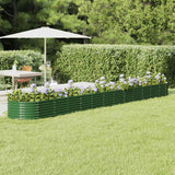 Boîte de planification Vidaxl 512x80x36 cm en poudre et en acier recouvert de vert
