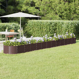 Boîte de planification de Vidaxl 512x80x36 cm en poudre et en acier recouvert de brun