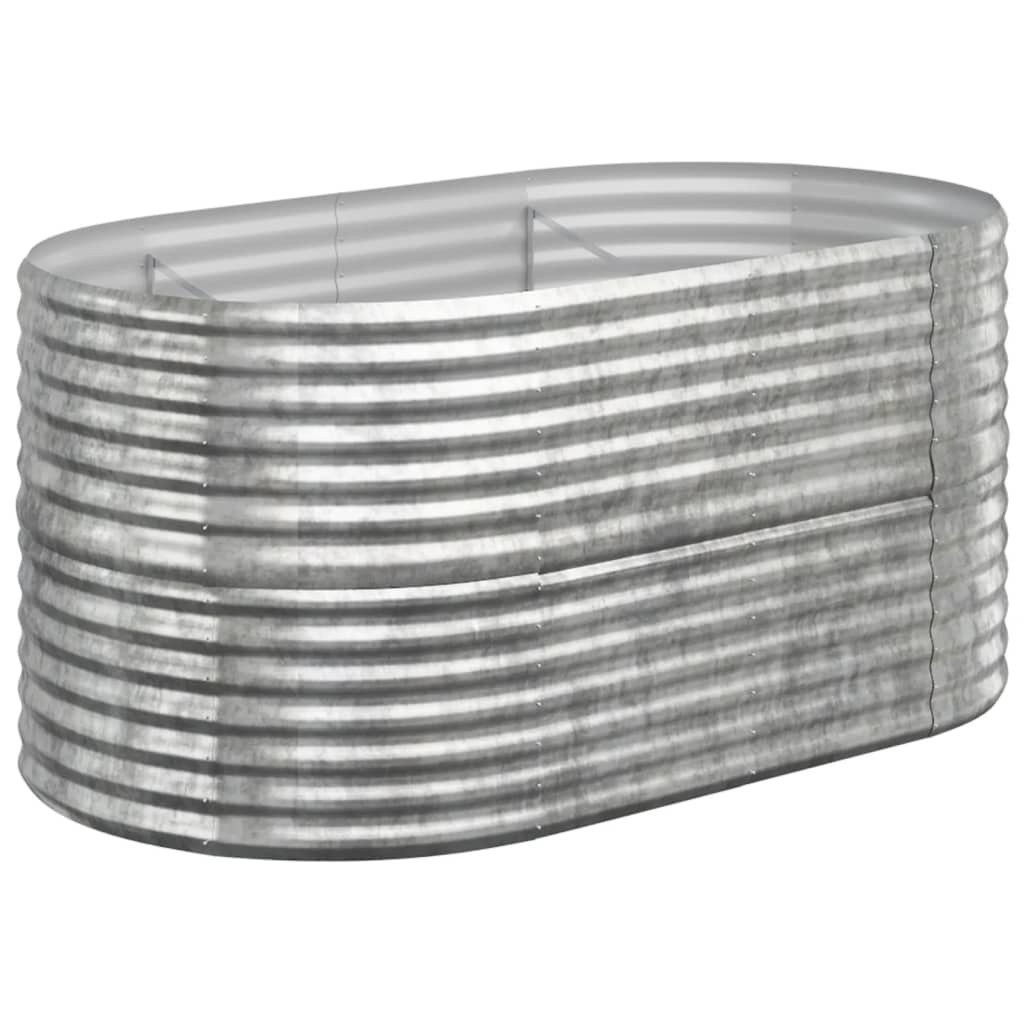 Vidaxl planteur 152x80x68 cm en poudre à argent en acier en acier coloré