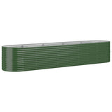 Vidaxl plantenbak 368x80x68 cm gepoedercoat staal groen