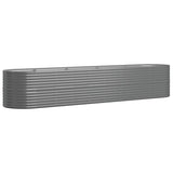 Vidaxl Planter 368x80x68 cm en poudre et gris en acier recouvert