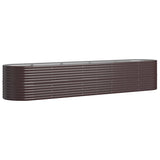 Boîte de planification de Vidaxl 368x80x68 cm en poudre et en acier recouvert de brun