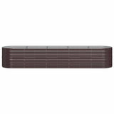 Boîte de planification de Vidaxl 368x80x68 cm en poudre et en acier recouvert de brun