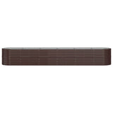 Boîte de planification Vidaxl 440x80x68 cm en poudre et en acier recouvert de marron
