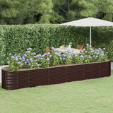 Boîte de planification Vidaxl 440x80x68 cm en poudre et en acier recouvert de marron