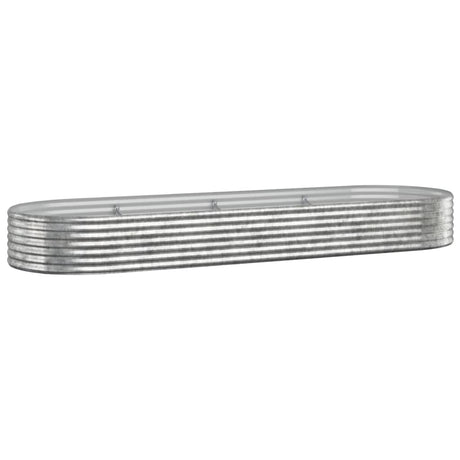 Vidaxl planteur 322x100x36 cm en poudre en poudre en argent en acier coloré
