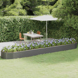 Boîte de planification Vidaxl 507x100x36 cm en poudre-gris en acier recouvert