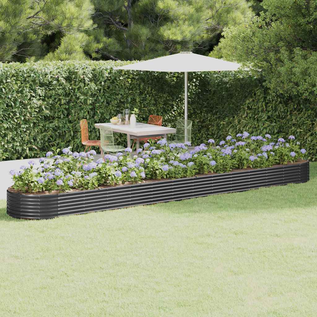 Boîte de planification Vidaxl 544x100x36 cm - Anthracite en acier recouvert de