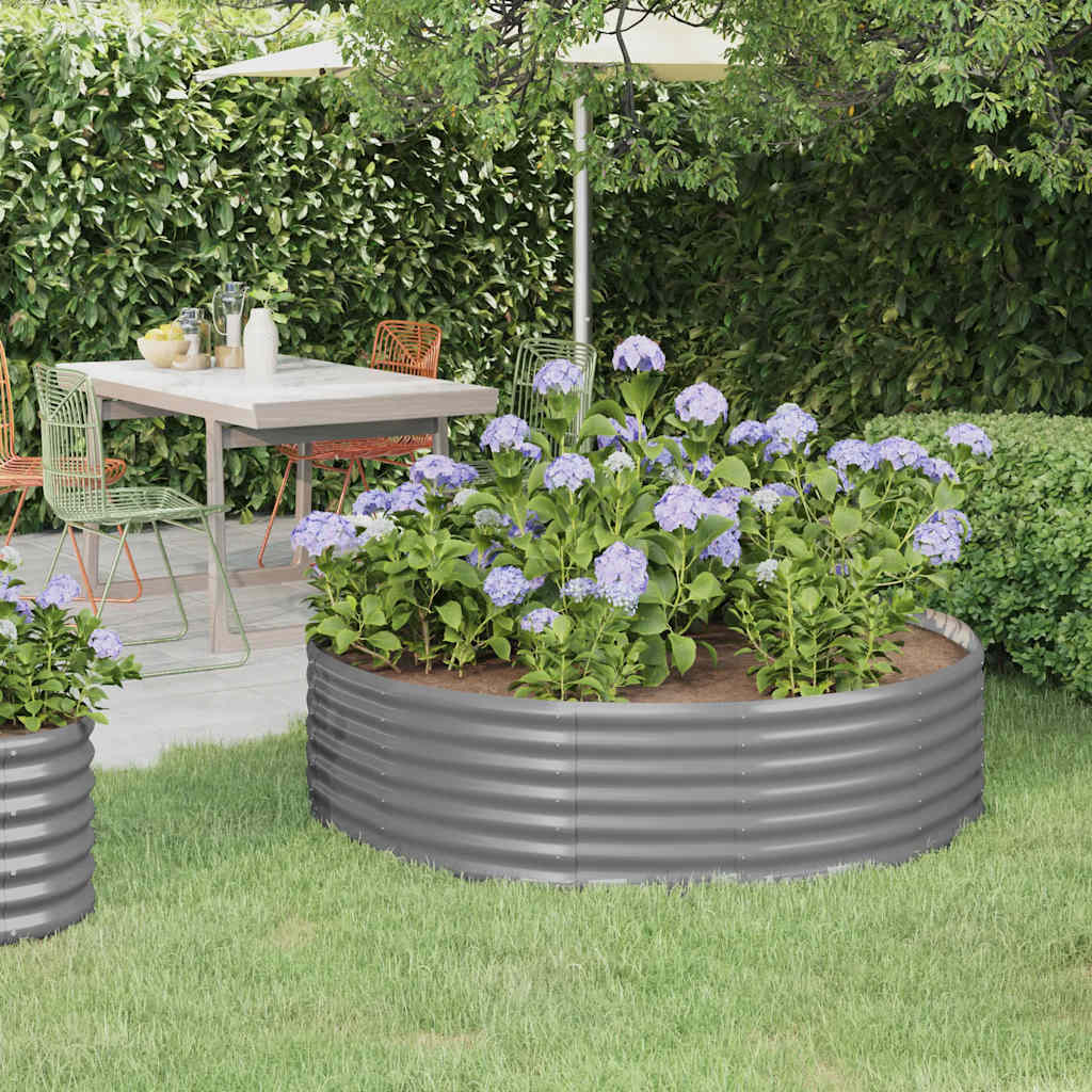 Boîte de planification de Vidaxl 140x140x36 cm en poudre et gris en acier recouvert