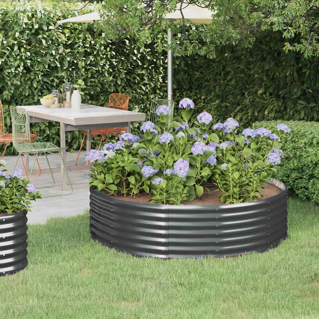 Vidaxl Planning Box 140x140x36 cm en poudre et en acier recouvert d'anthracite -colored
