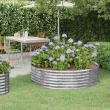 Boîte de planification Vidaxl 140x140x36 cm en poudre en poudre en argent en acier coloré