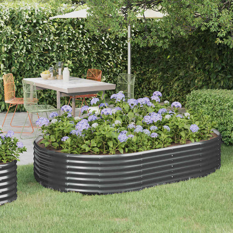 Boîte de planification Vidaxl 214x140x36 cm en poudre à anthracite en acier recouvert de