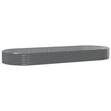 Vidaxl planteur 373x140x36 cm en poudre-gris en acier recouvert