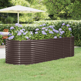 Boîte de planification Vidaxl 249x100x68 cm en poudre et en acier recouvert de brun