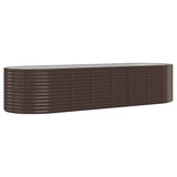 Boîte de planification Vidaxl 322x100x68 cm en poudre et en acier recouvert de marron