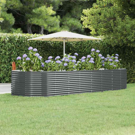 Vidaxl Planter 367x140x68 cm en poudre à anthracite en acier recouvert de