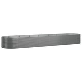 Boîte de planification de Vidaxl 584x140x68 cm en poudre et gris en acier recouvert