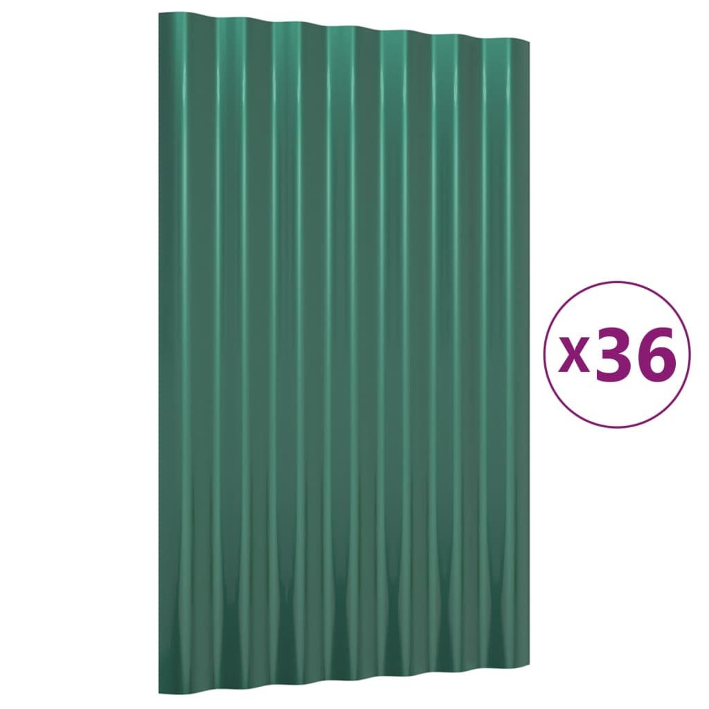 VidaXL roof panels 36 st 60x36 cm powder -coated steel green