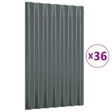 Panneaux de toit Vidaxl 36 ST 60x36 cm en poudre et en acier recouvert d'anthracite -colored