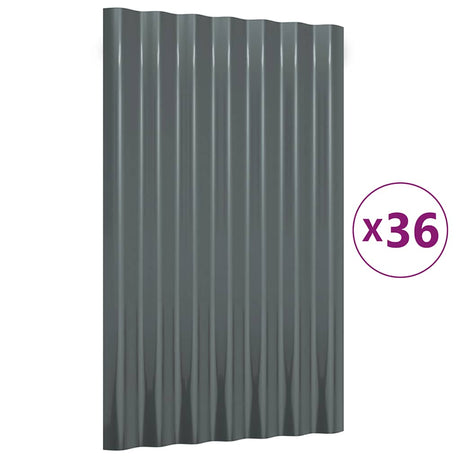 Panneaux de toit Vidaxl 36 ST 60x36 cm en poudre et en acier recouvert d'anthracite -colored