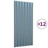 Panneaux de toit Vidaxl 12 ST 80x36 cm en poudre et gris en acier recouvert