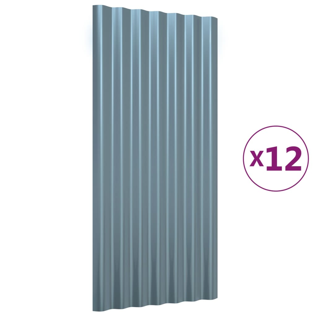 Vidaxl Dachpanelen 12 st 80x36 cm puder -coated Stol Grey