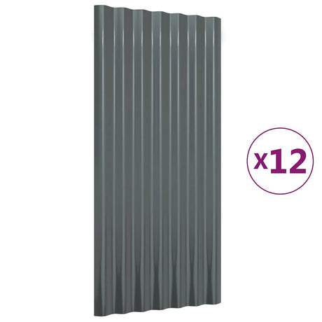 Vidaxl dakpanelen 12 st 80x36 cm gegalvaniseerd staal antracietkleurig