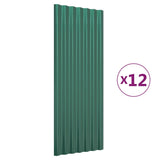 Vidaxl Dach Panels 12 st 100x36 cm puder-kooked Stahl gréng