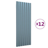 Panneaux de toit Vidaxl 12 ST 100x36 cm en poudre et gris en acier recouvert