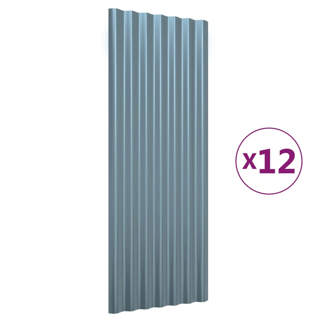 Vidaxl Dach Panels 12 st 100x36 cm puder -coated Stol Grey