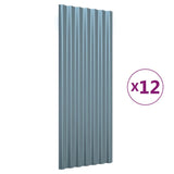 Vidaxl Dach Panels 12 st 100x36 cm puder -coated Stol Grey