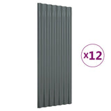 Panneaux de toit Vidaxl 12 PCS 100x36 cm en poudre et en acier recouvert d'anthracite -colored