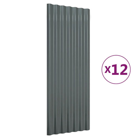 Panneaux de toit Vidaxl 12 PCS 100x36 cm en poudre et en acier recouvert d'anthracite -colored