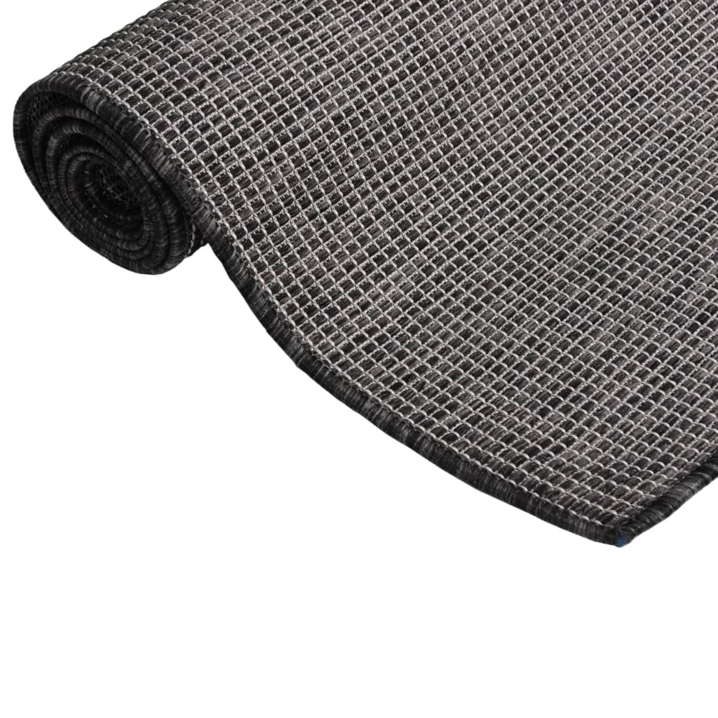 Vidaxl extérieur tapis plat tissé 80x150 cm gris