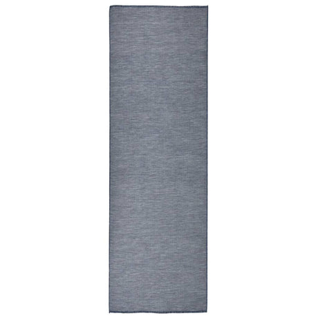 Vidaxl extérieur tapis plat tissé 80x250 cm bleu