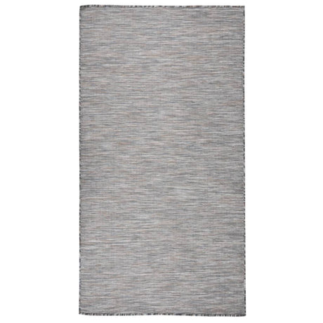 Vidaxl extérieur tapis plat tissé 80x150 cm marron et bleu