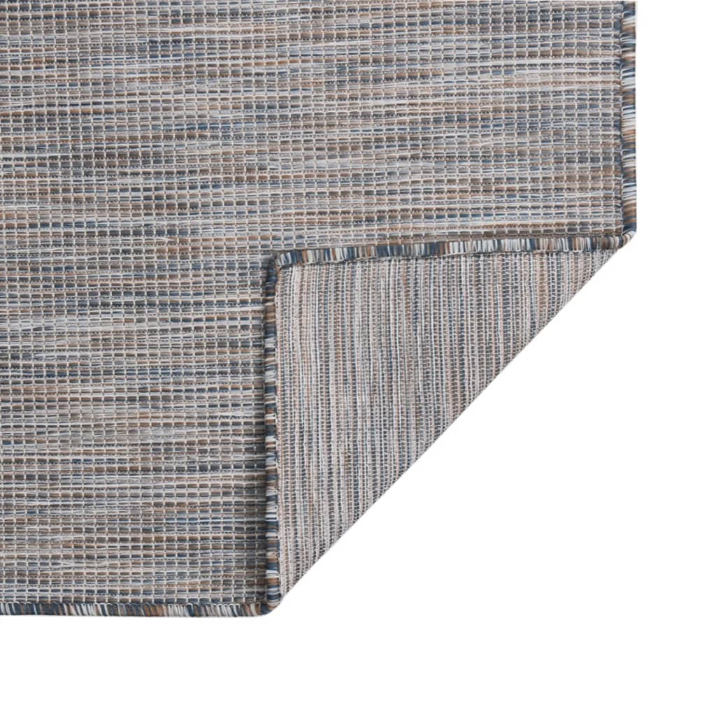 Vidaxl Extérieur tapis plat tissé 100x200 cm brun et bleu