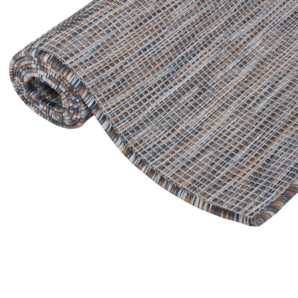 Vidaxl outside rug flat woven 140x200 cm brown and blue