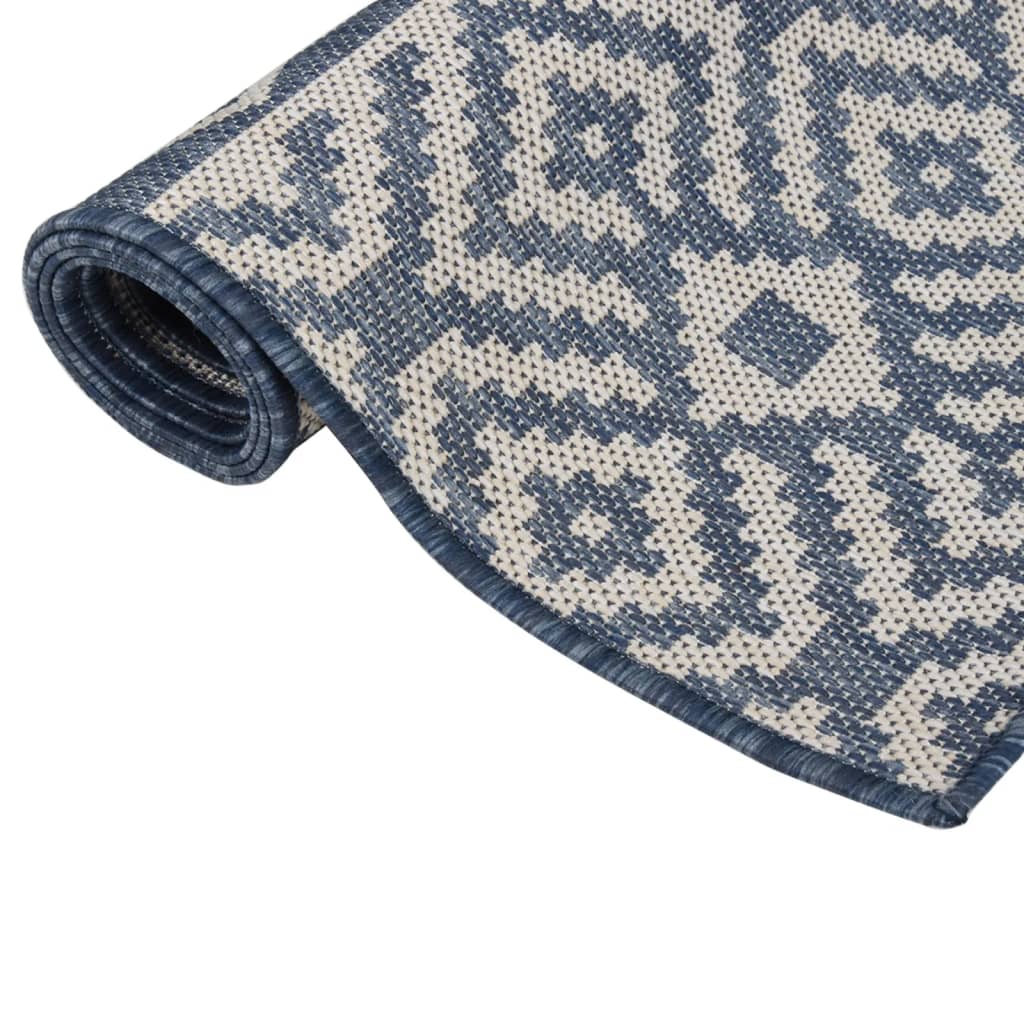 Vidaxl Tapis extérieur avec motif de 100 x 200 cm de motif en bleu