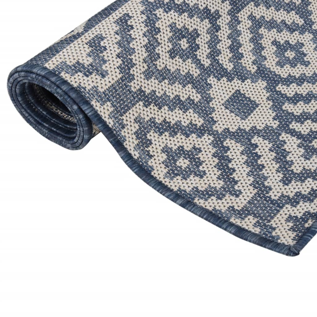 Vidaxl Tapis extérieur avec motif tissé plat 140x200 cm bleu