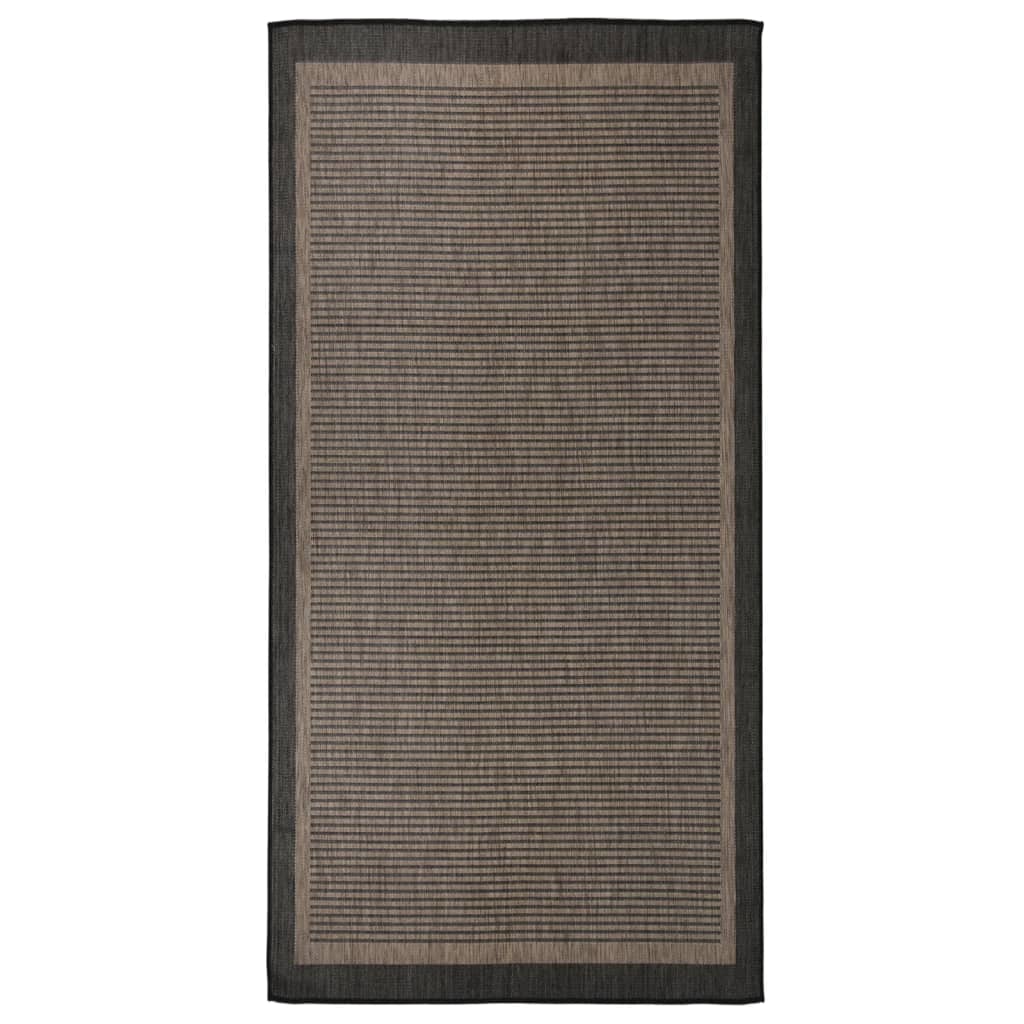 Vidaxl extérieur tapis plat tissé 100x200 cm brun foncé