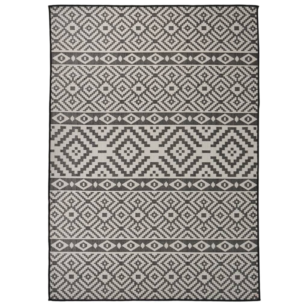 Alfombra exterior de Vidaxl con patrón plano 120x170 cm de negro