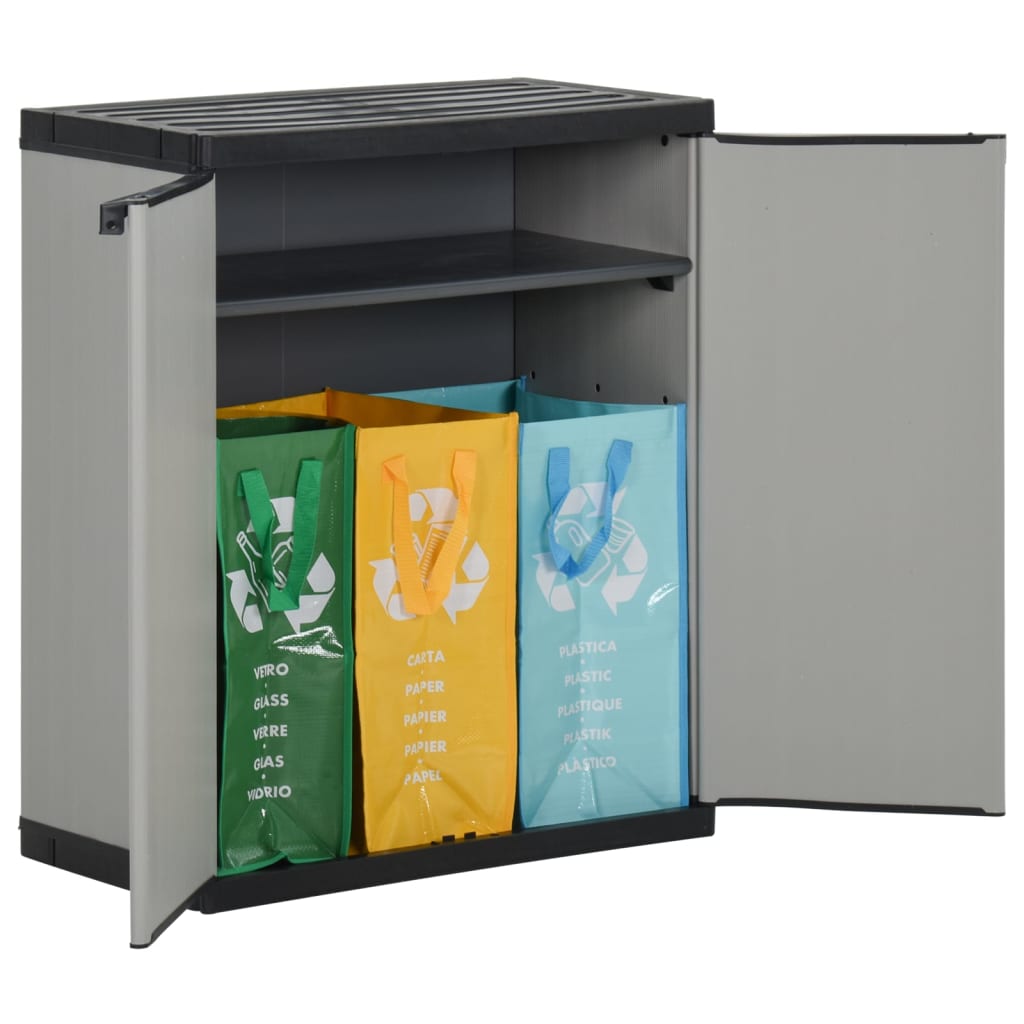 Vidaxl Garden Waste Box 68x40x85 cm polipropene grigio e nero