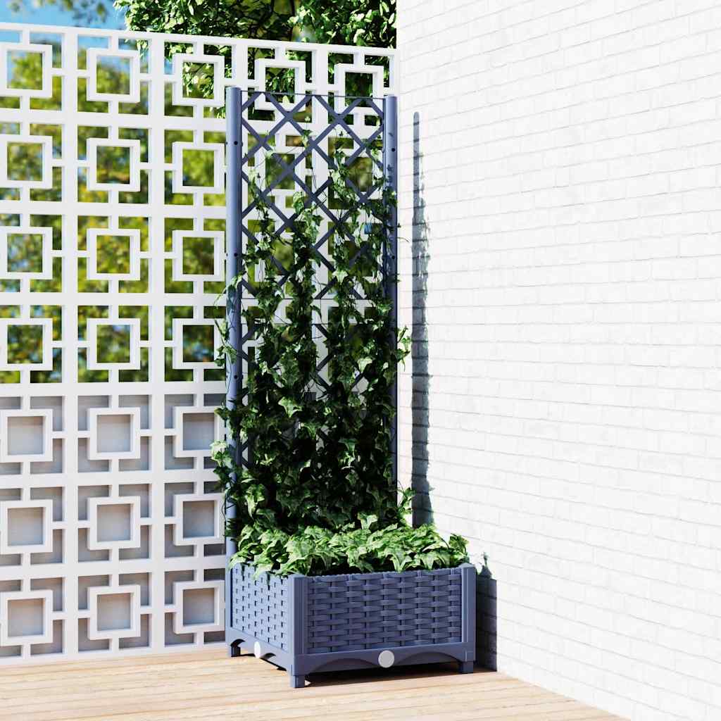 Vidaxl Planning Boîte avec Trellis Blue Grey 40x40x121,5 cm PP