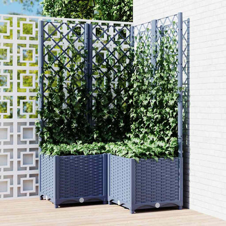 Planteur Vidaxl avec slat 80x80x136 cm en polypropène gris foncé